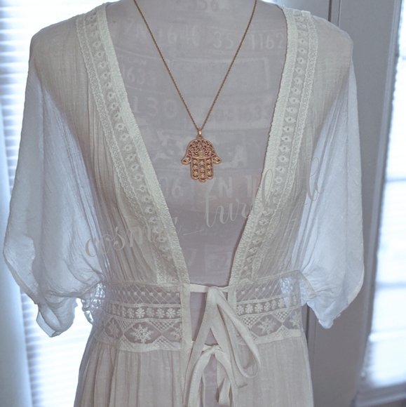 1 left! New Boho Crochet Lace Kimono Swim Cover Up - Picture 10 of 12
